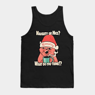 Naughty or Nice Salty Cat Christmas Sarcastic Sarcasm Tank Top